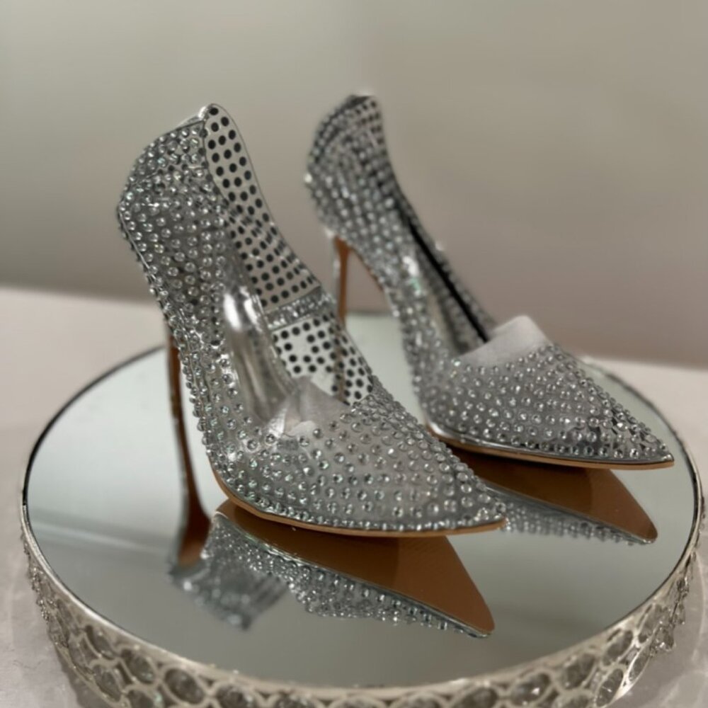 GARNET-SILVER STILETTO PUMP sz. 9